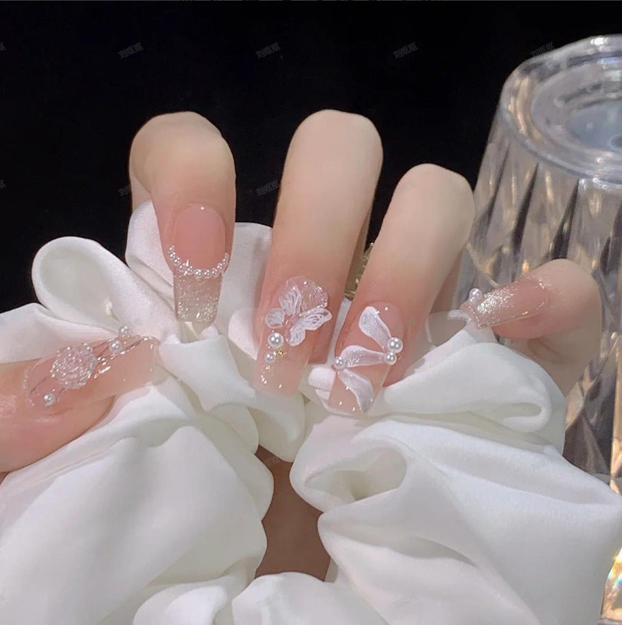 Künstlerisches, von Schmetterlingen inspiriertes Press-On Nail Set Brehn