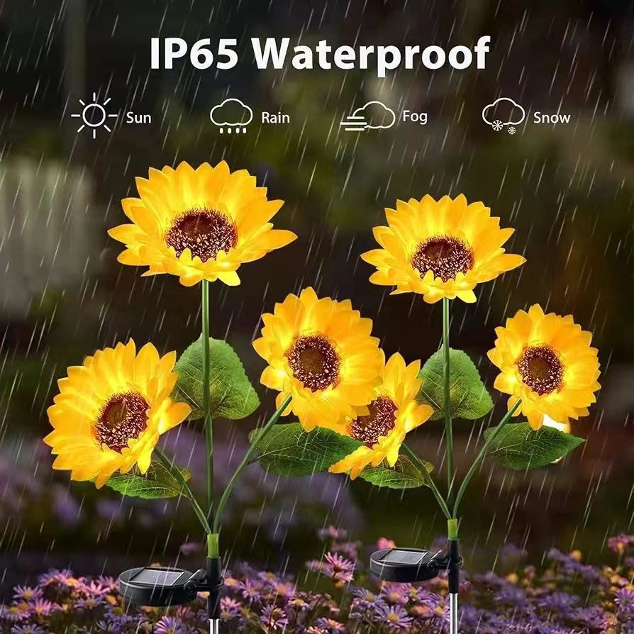 Lebensechter Sonnenblume LED Gartenstecker mit Dämmerungs-zu-Dawn-Sensor und wetterfestem Erdspieß Brehn