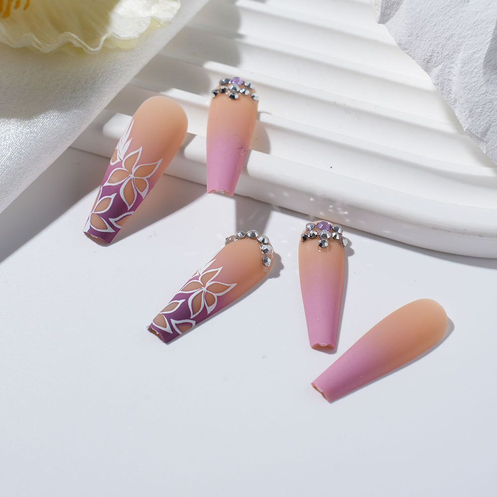 Blumen Rhinestone Press-On Nägel Brehn