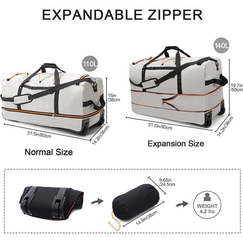 Rolling Travel Duffle Bag mit adaptiven Rädern Brehn