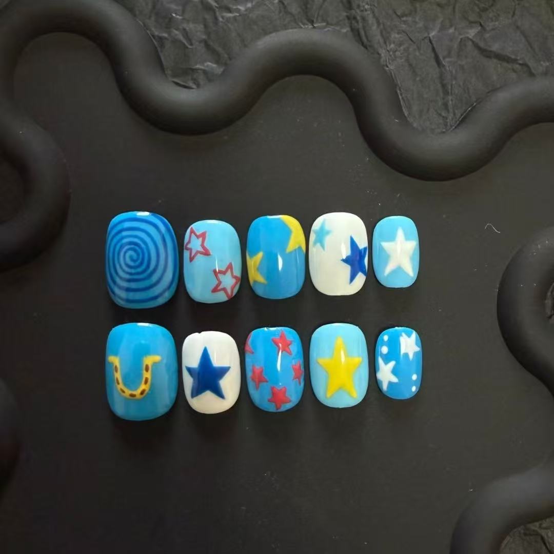 Künstlerisches katzenmotiviertes Press-On-Nagelkunstset Brehn