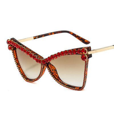 Damen extravagante Oversize-Sonnenbrille mit Schmucksteinen Brehn