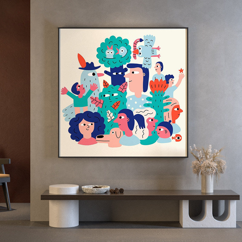 Buntes Cartoon-Leinwandkunst