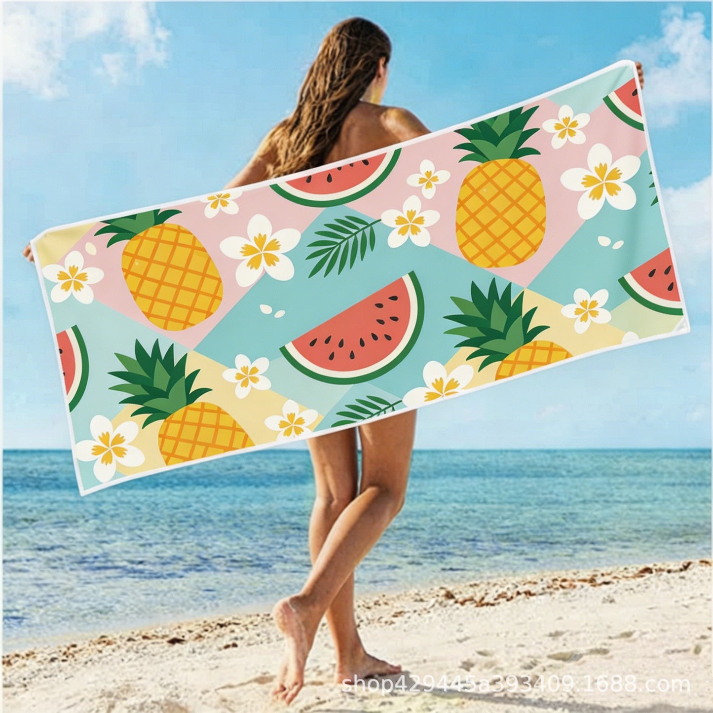 Damen luxuriöses Strandhandtuch mit exotischem Print Brehn