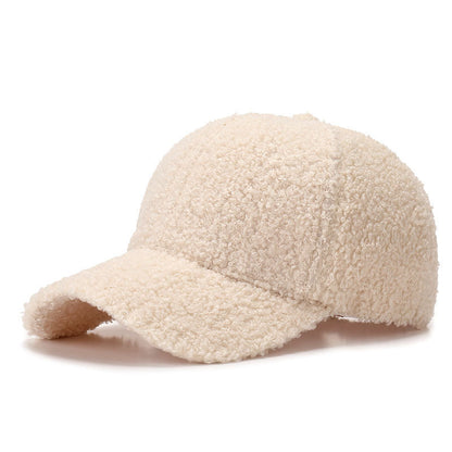 Sherpa Teddy Faux-Shearling Baseballmütze mit geschwungenem Schirm und verstellbarem Rückengurt Brehn