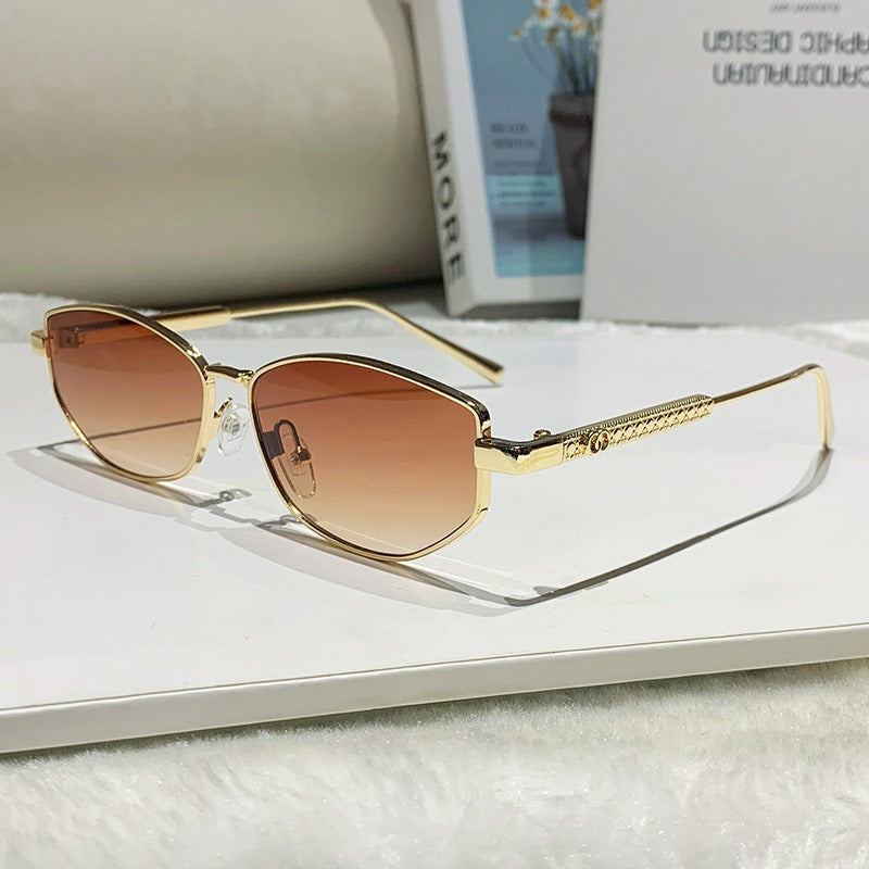 Damen elegante Sonnenbrille mit funkelndem Metallrahmen Brehn