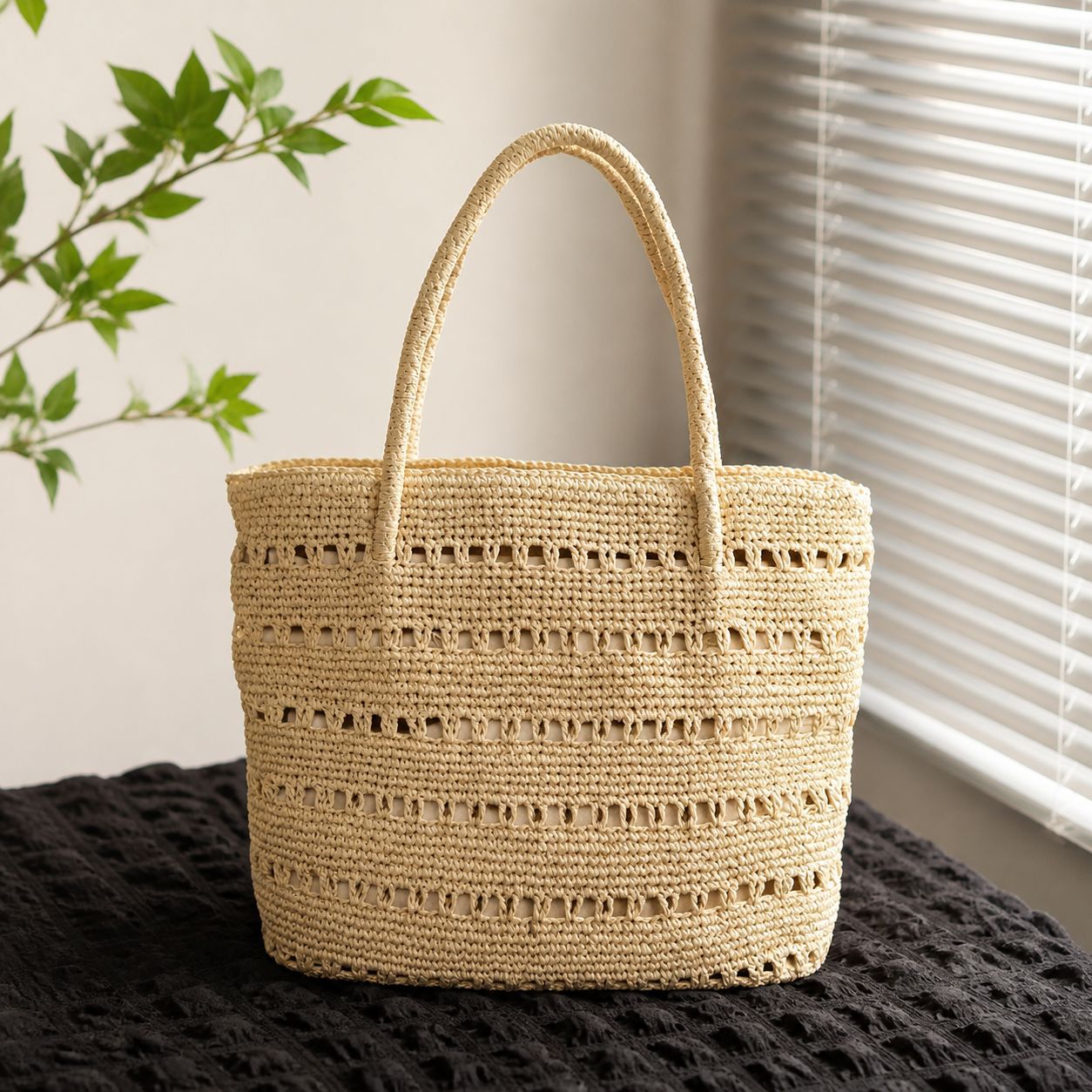 Handgefertigte Strandtasche mit Offenem Gewebemuster Brehn