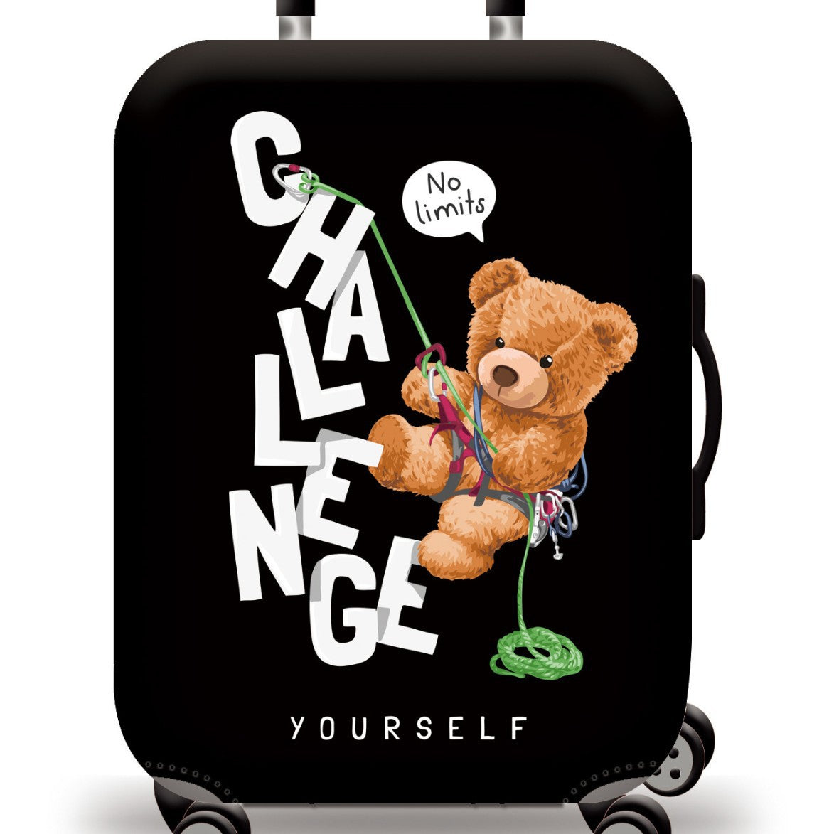 Unisex nan Kinder Trolley Koffer mit niedlichem Teddybär-Design, Hartschale, Teleskopgriff und vier lenkbaren Rollen Brehn