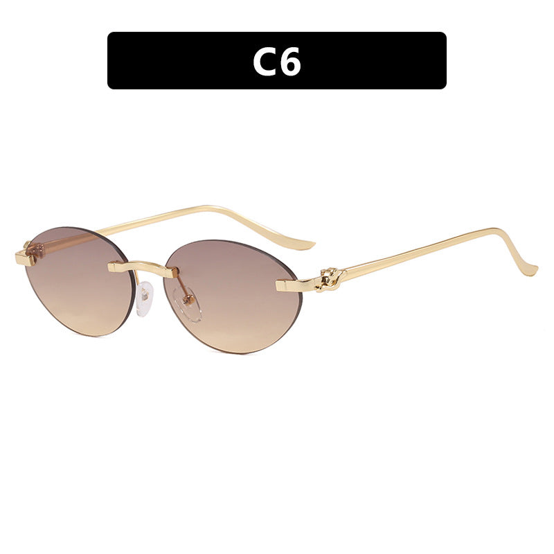 Damen elegante ovale Sonnenbrille mit goldenen Akzenten Brehn