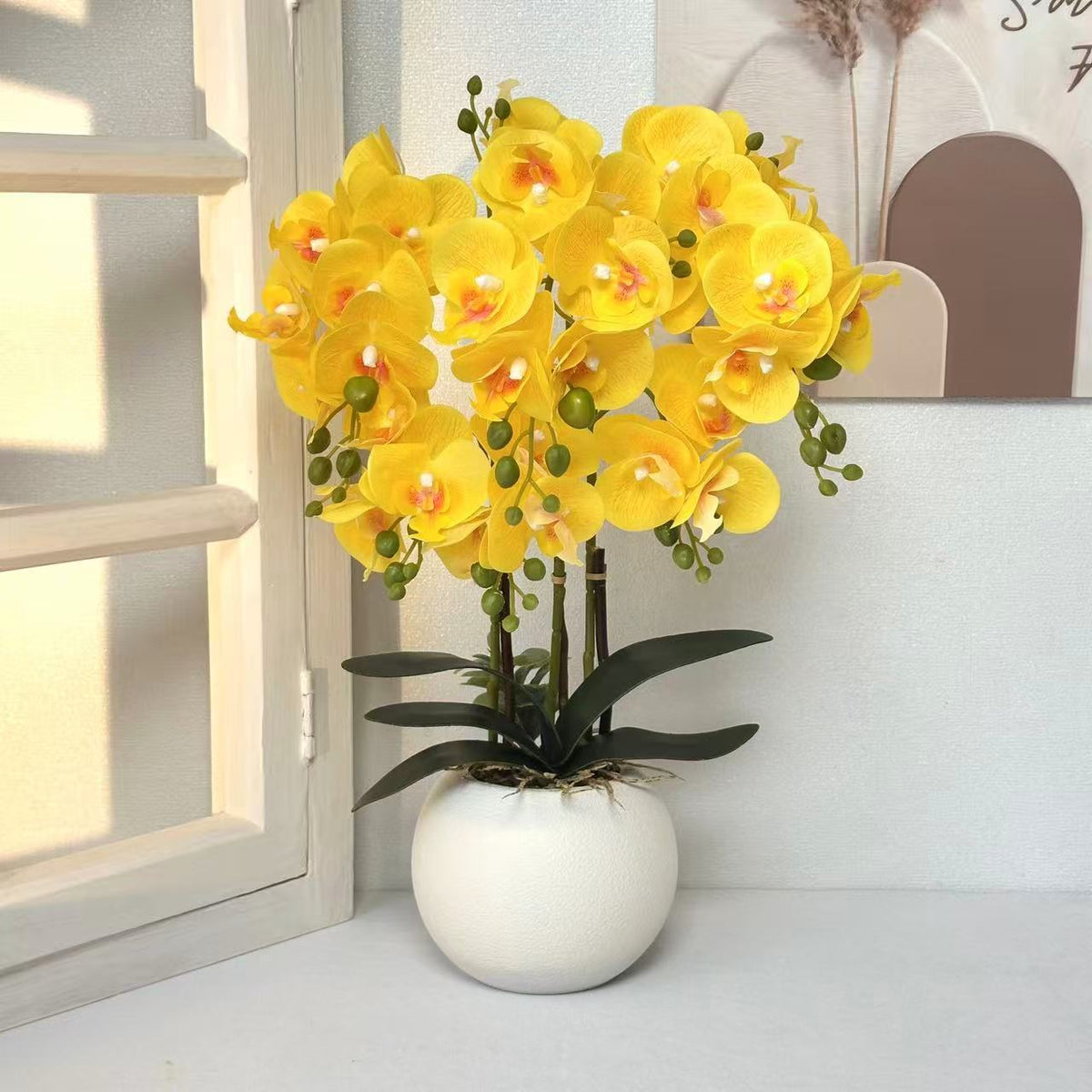 Elegante Künstliche Gelbe Orchideenarrangement für die Wohnkultur