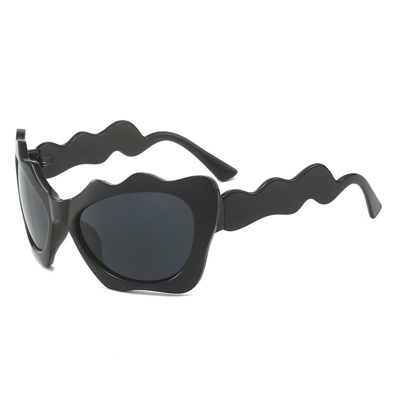 Damen extravagante Sonnenbrille mit wellenförmigem Rahmendesign Brehn