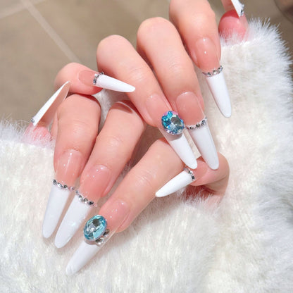 Luxus Strass-betonte Stiletto Press-On Nagelkunst Brehn