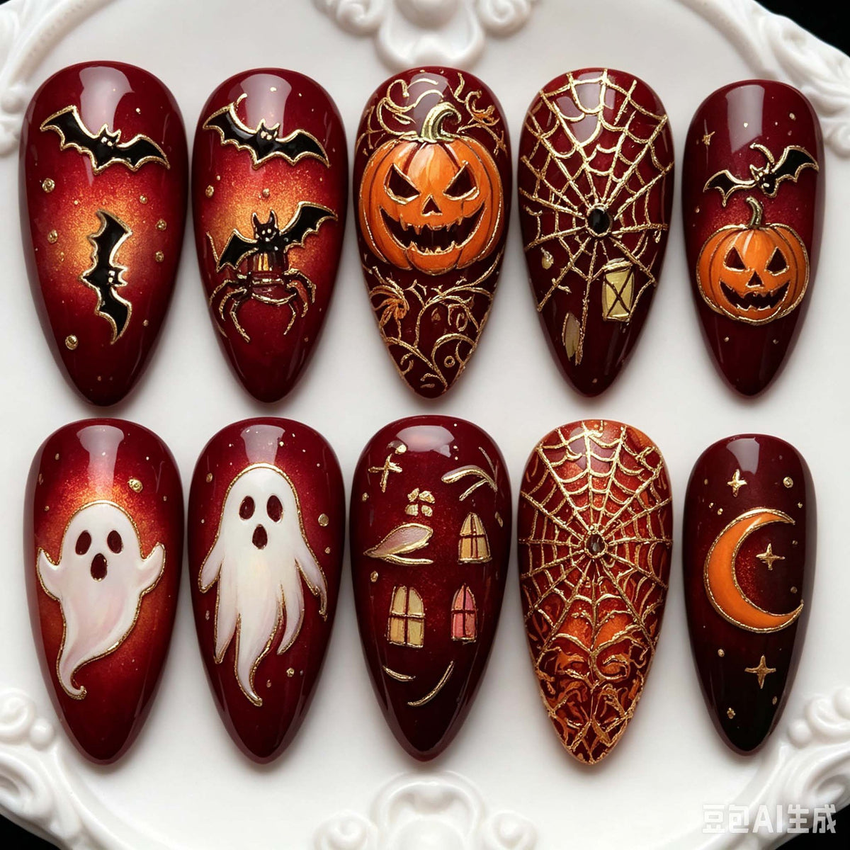 Halloween-Themen Dekorative Press-On Nägel Brehn