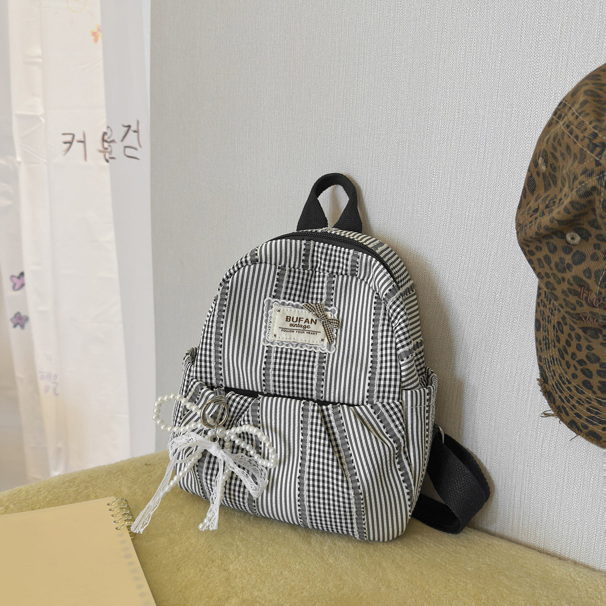 Stilvolle kleine karierten Muster Rucksack Brehn