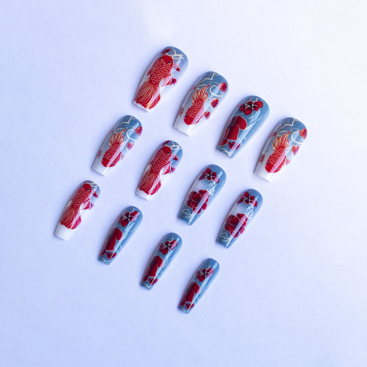 Künstlerisches Florales und Fisch Nail Art Set