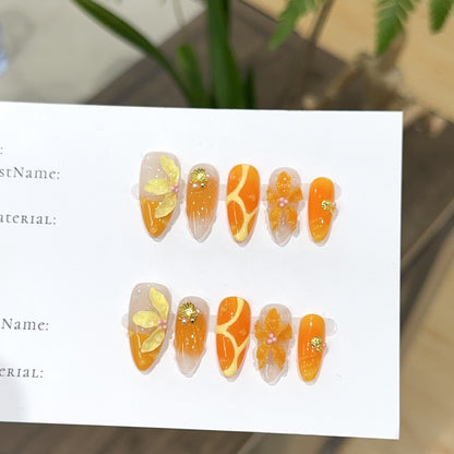 Künstlerisches florales Design Press-On Nagelset