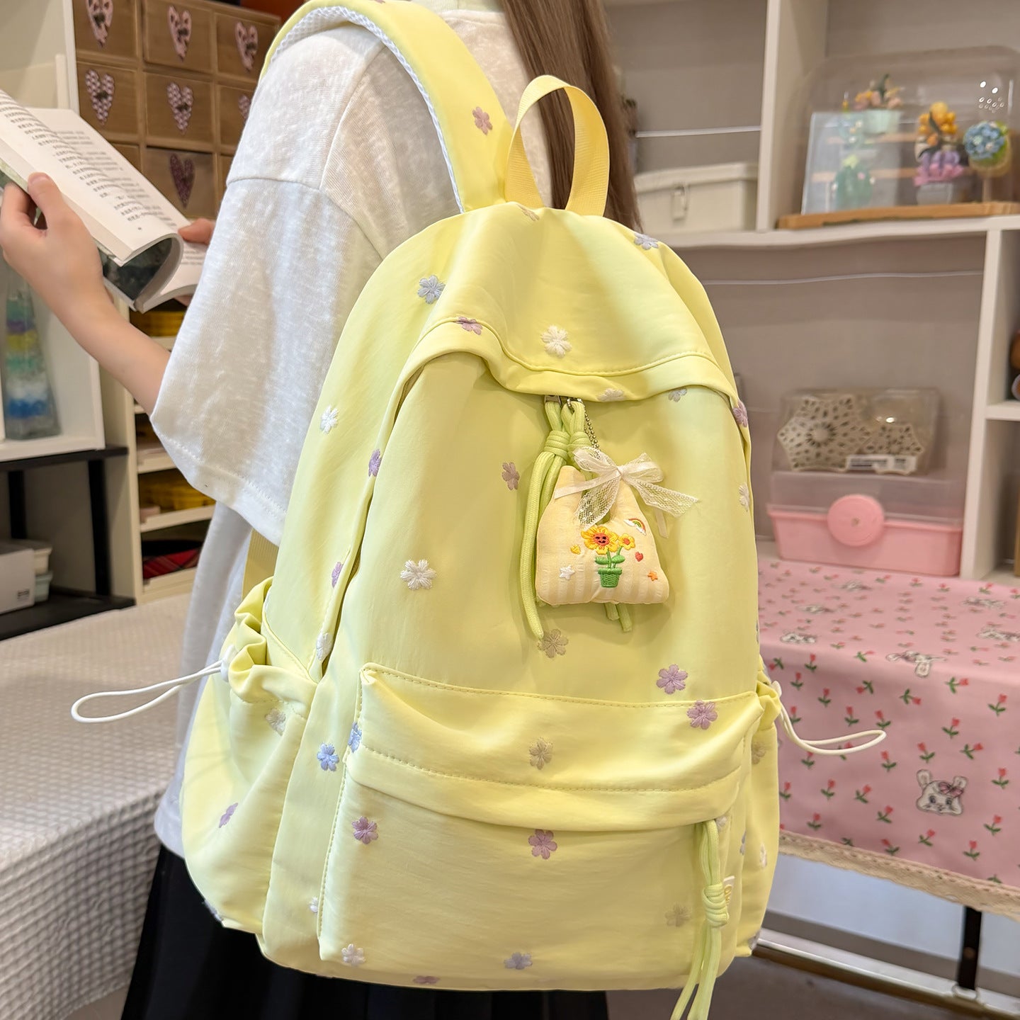 Bestickter Blumenmuster-Rucksack Brehn