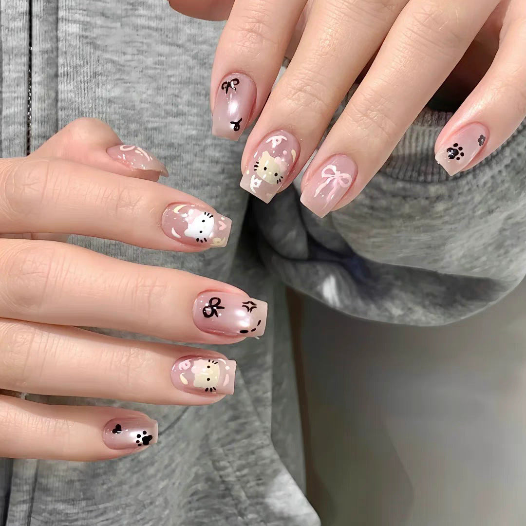 Süßes Hasen-Themen Press-On Nagelkunst Set Brehn