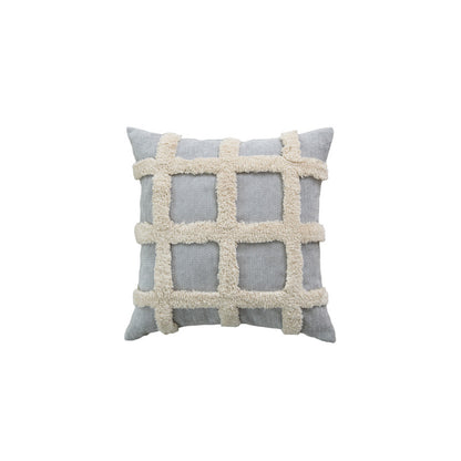 Quadratisches strukturiertes Gitter tufted dekoratives Wurfkissenbezug mit flauschigem erhobenem Gitter