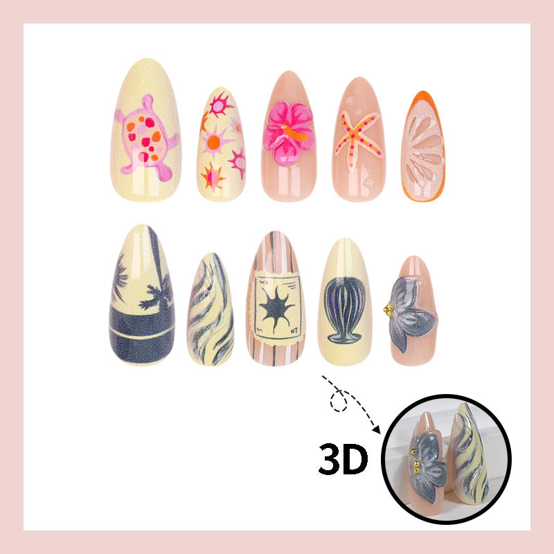 Kunstnagelset mit floralen und maritimen Motiven Brehn