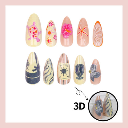 Kunstnagelset mit floralen und maritimen Motiven Brehn