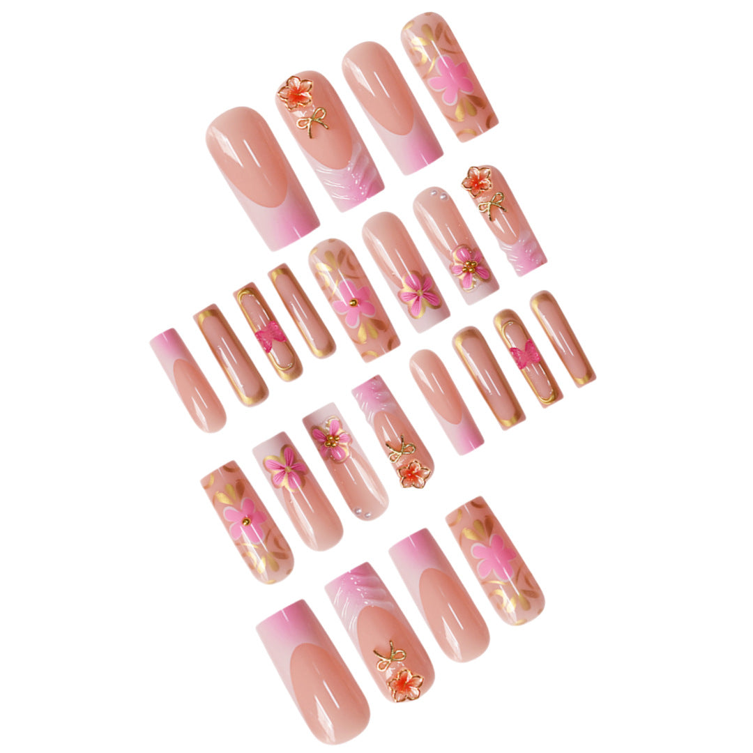 Künstlerisches 3D-Blumen-Press-On-Nagel-Set Brehn