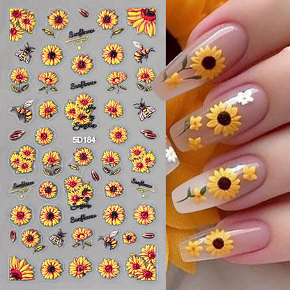 Sonnenblumen-Nagelkunst-Aufkleber-Set