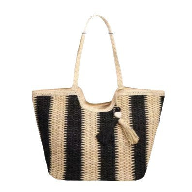 Strandtasche mit Fröhlichen Streifen und Quastendetails Brehn