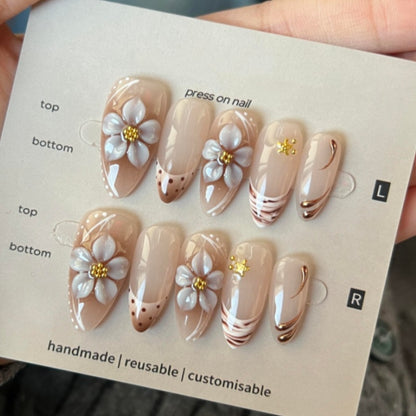 Elegante florale Thema Press-On Nägel Brehn