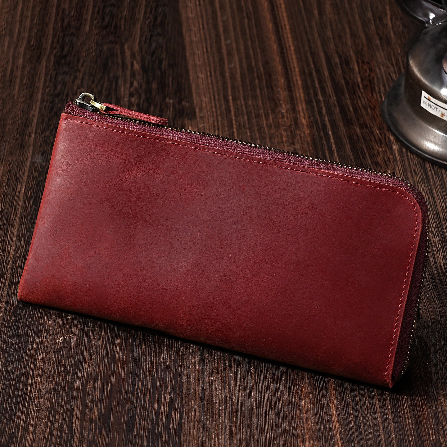 Premium Leder Reißverschluss Reise-Wallet