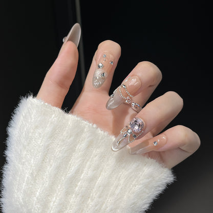 Luxus mit Rhinestones verzierten Nagelkunstverlängerungen Brehn