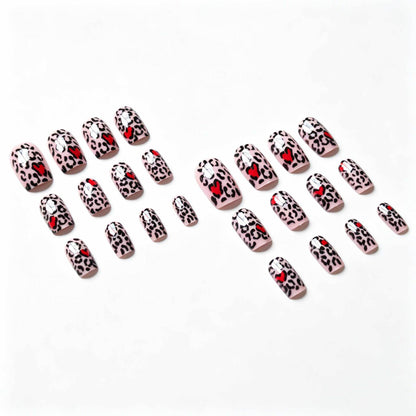 Künstlerisches Leopardenmuster und Herz Nagel Kunst Set