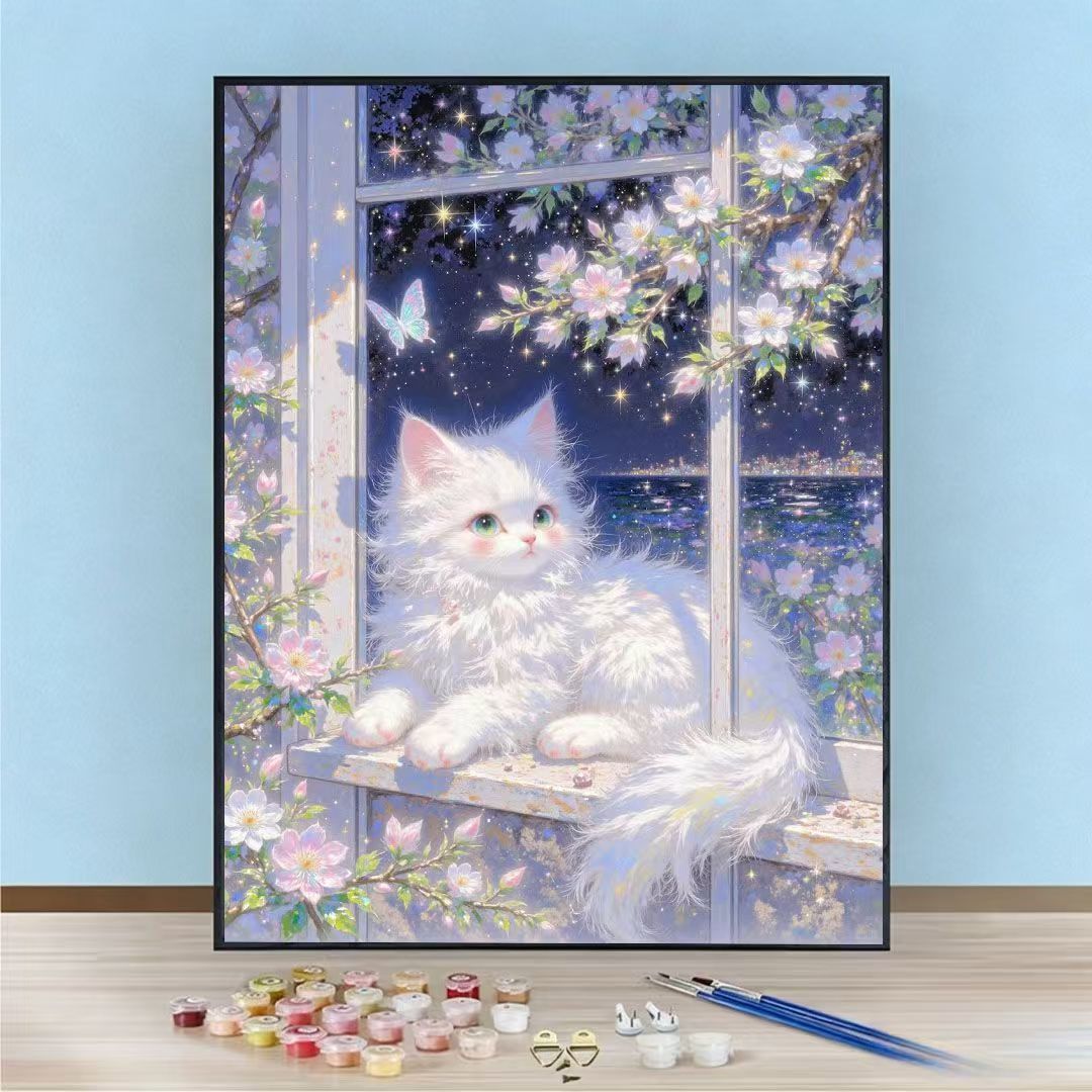 DIY-Katzen-Themen Malen nach Zahlen Kunst-Kit Brehn