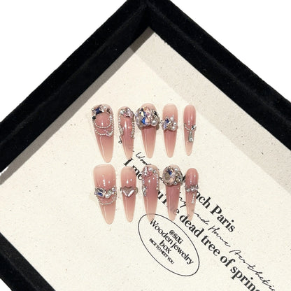 Glamouröses Rhinestone Press-On Nagelset
