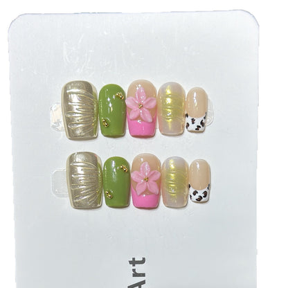 Designer Floral Acryl Press-On Nagelset Brehn
