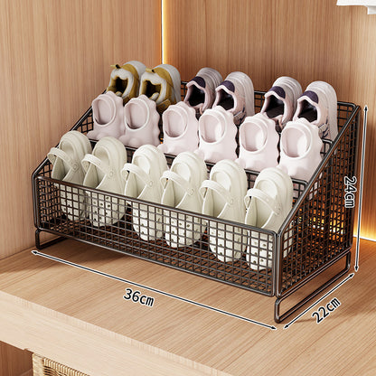 Kompakter gestufter Drahtgitter-Slipper- und Schuh-Organizer-Regal