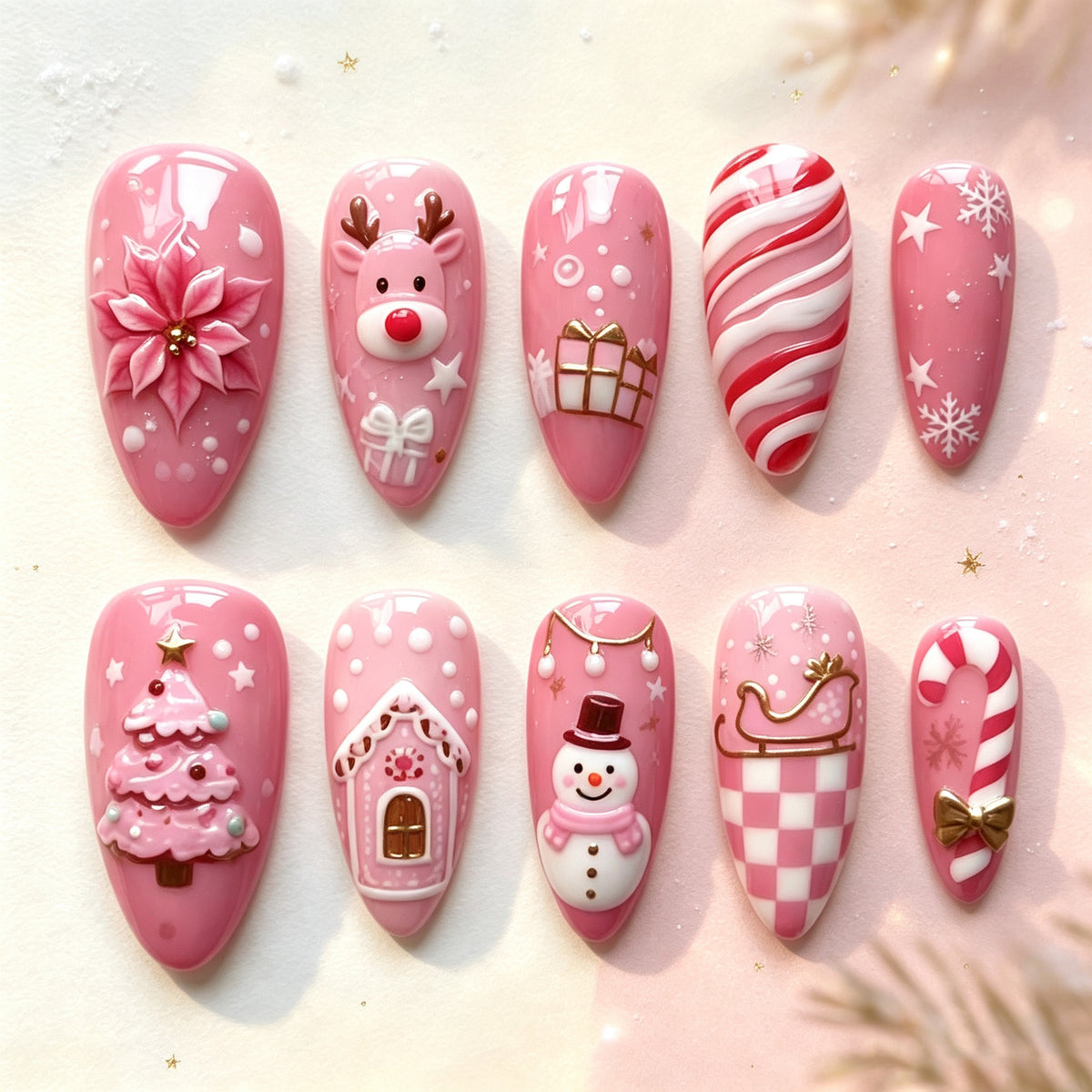 Festliches dekoratives Press-On-Nagelset