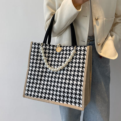 Hahnentritt-Muster Tote-Bag