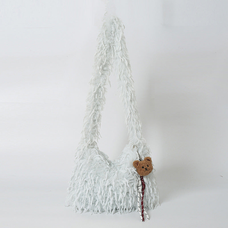 Fluffige Fransenschultertasche