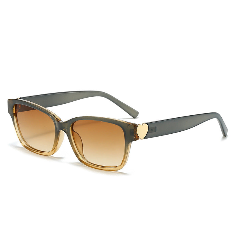 Damen modische quadratische Sonnenbrille mit Herz-Akzenten Brehn