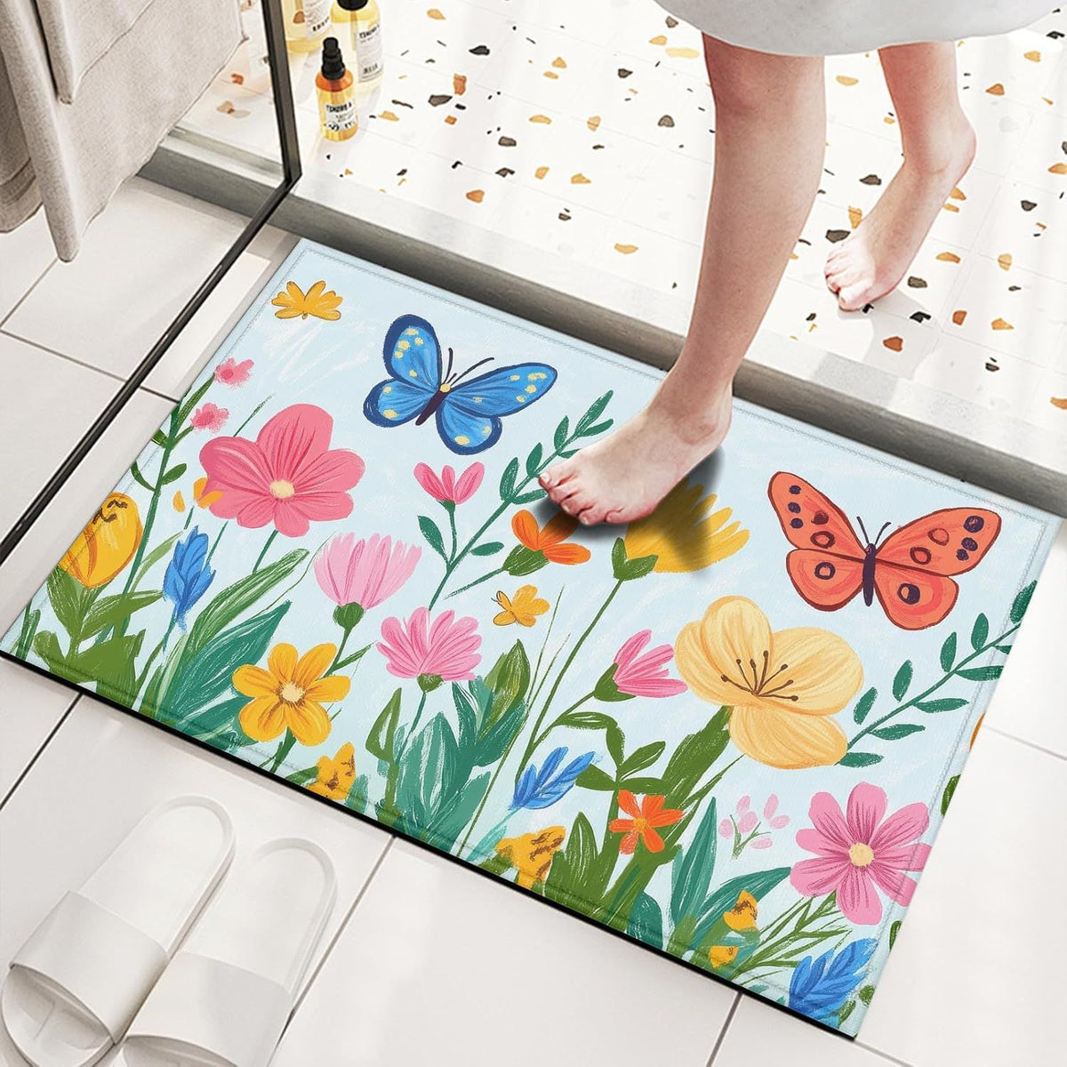 Charmante florale Fußmatte