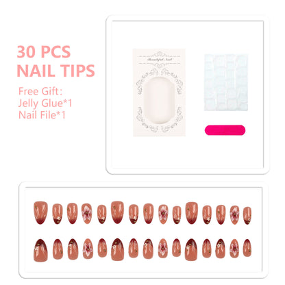 Kreatives Floral Verziertes Press-On Nagelset