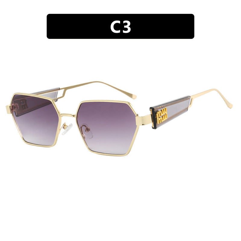 Damen hexagonale Sonnenbrille mit elegantem Metallrahmen und schützenden Gläsern Brehn