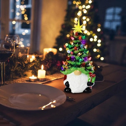Weihnachtsmann Dekofigur mit Weihnachtsbaum Brehn