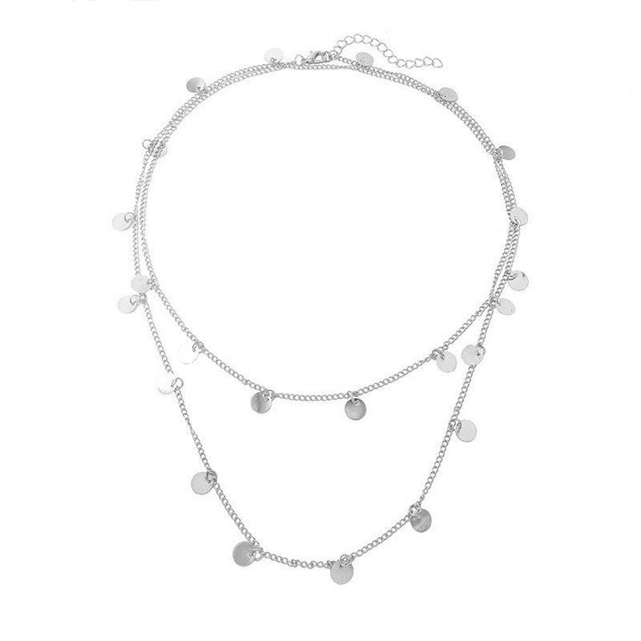 Zarte Mehrlagige Kette mit Edelstahl-Markenanhängern Brehn