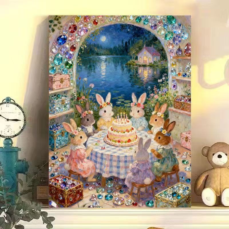 Verspielt Kaninchen Szene Leinwand Kunst Druck Brehn