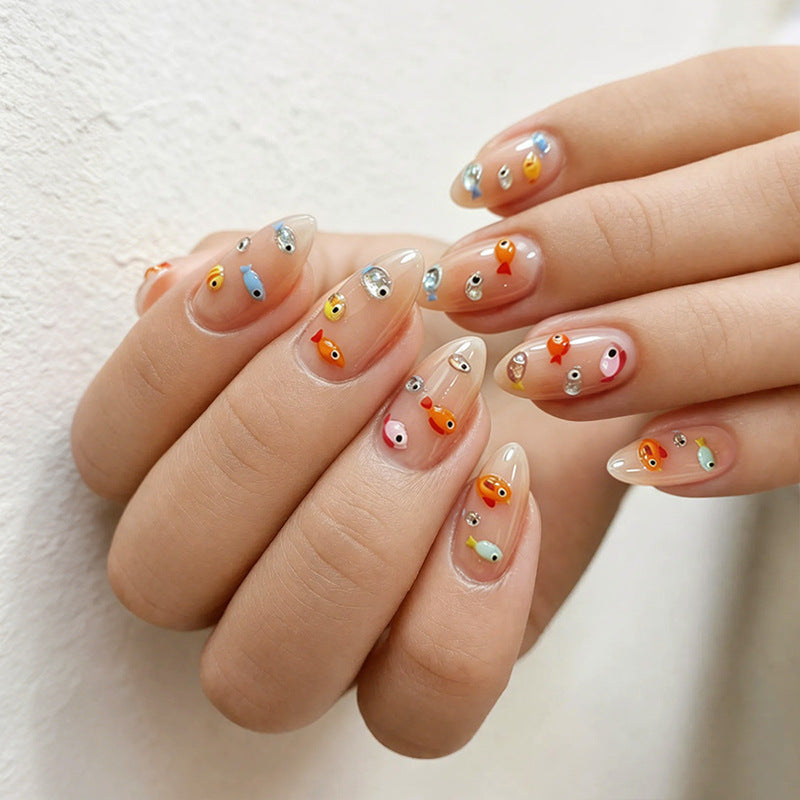 Künstlerisches Fisch-Themen Press-On Nail Set Brehn