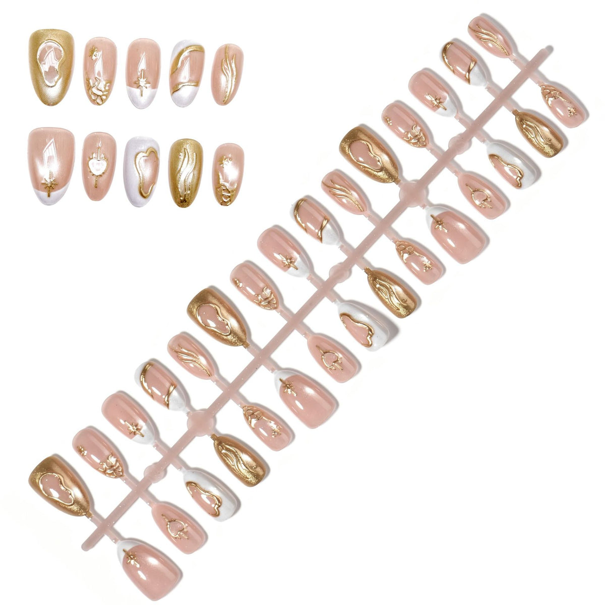 Künstlerisches Metallisches Press-On Nagelset
