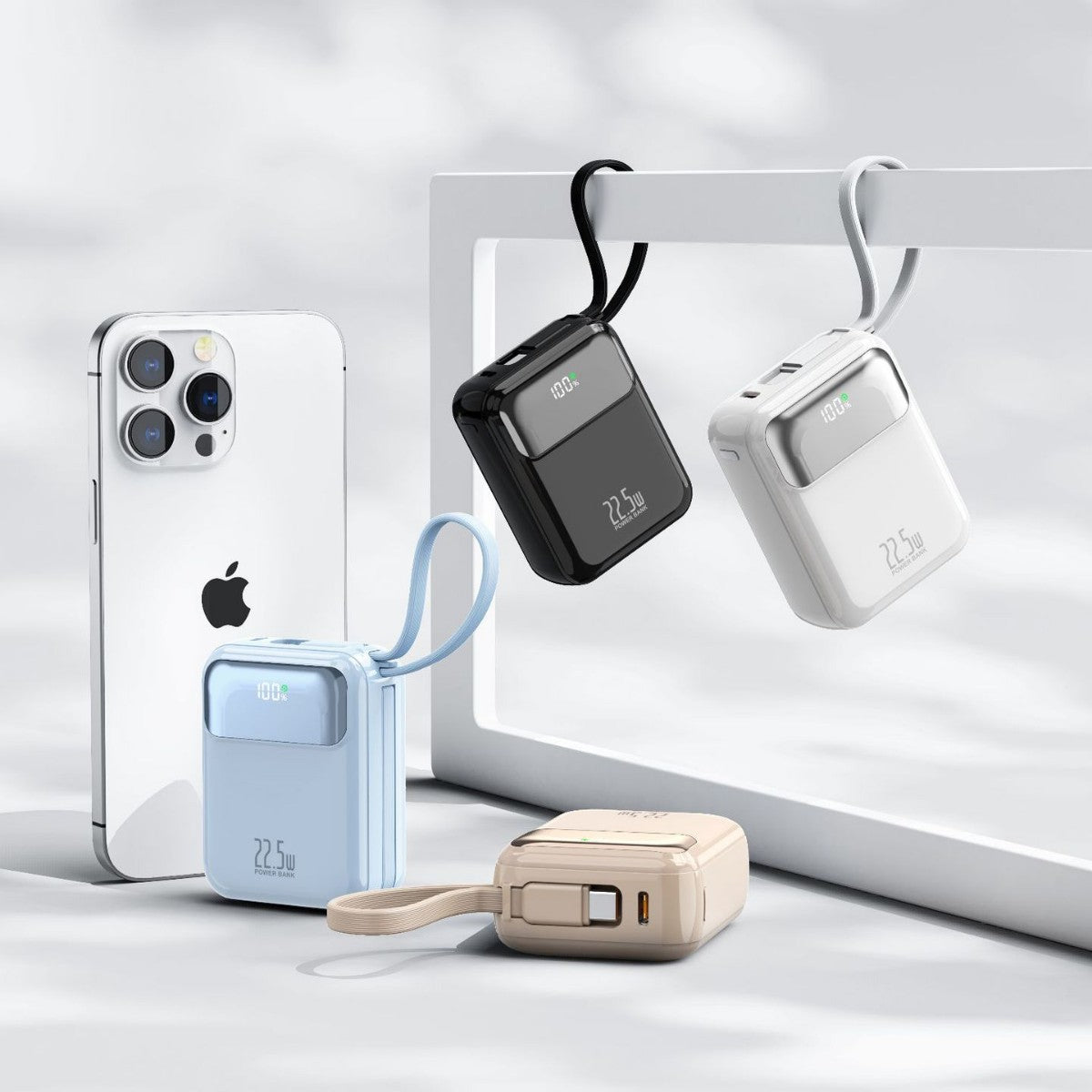 Kompakte Powerbank mit Multifunktionalem Anschluss und Digitaler Ladeanzeige Brehn