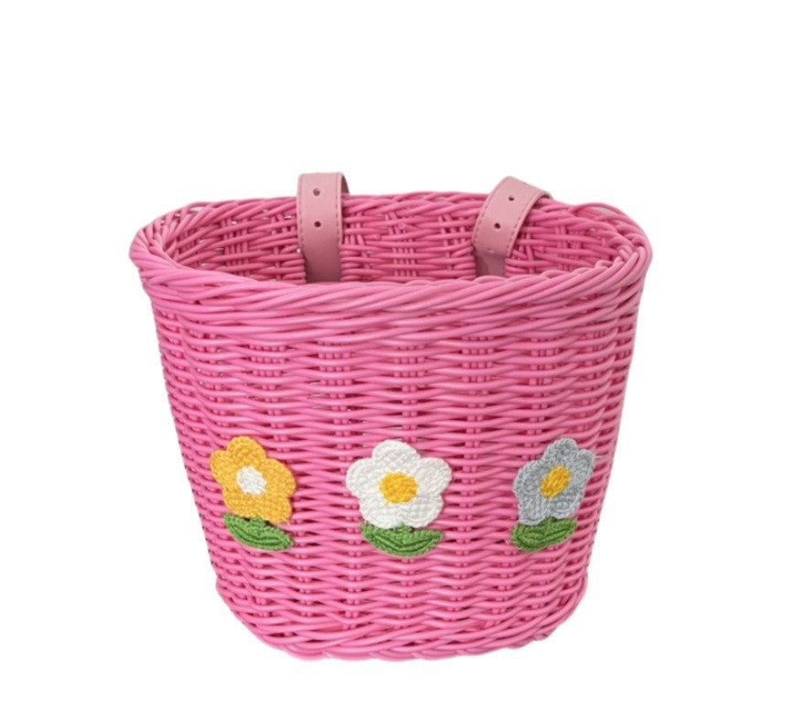 Blumengestickter geflochtener Aufbewahrungskorb Brehn